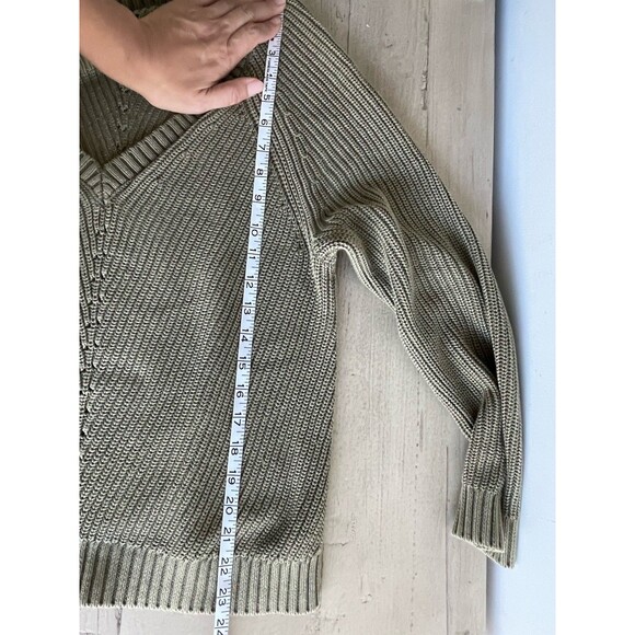 Marine Layer Women Ezra V-Neck Cotton Chunky Knit Sweater Pullover Boho Casual - Picture 5 of 6